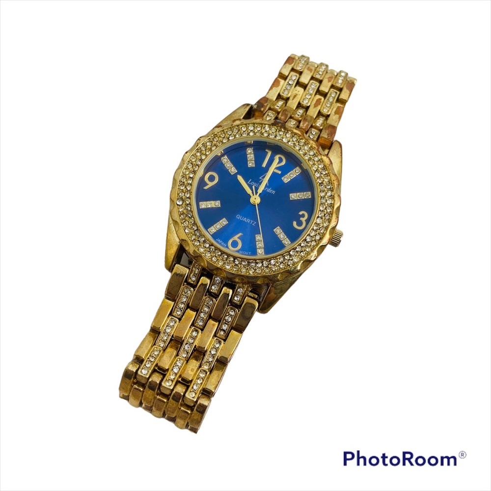 Vintage LOUIS ARDEN Japan Quartz Blue Round Shaped Luxury Stylish Unisex Watch